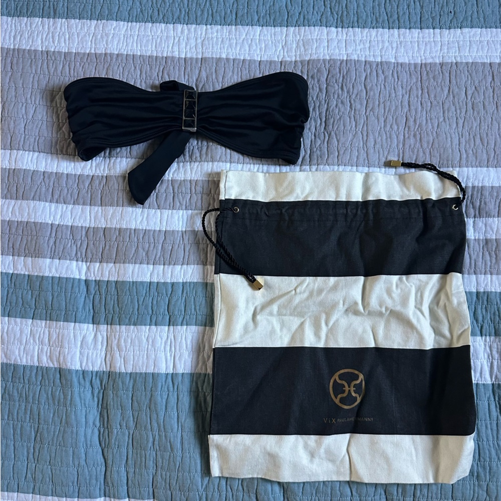 ViX Black Gold Stone Bandeau Bikini Top M Storage Bag Tote